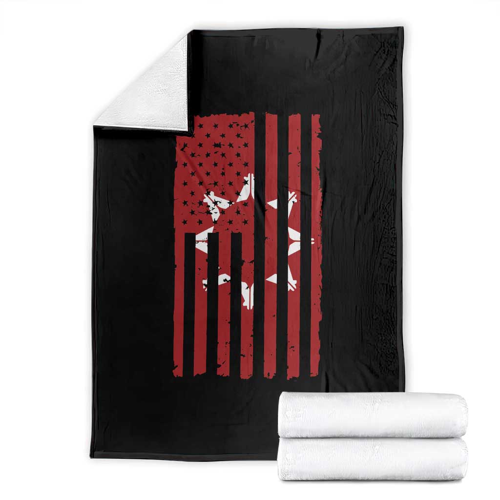 Oglala Lakota Sioux USA Flag Native American Throw Blanket - Wonder Print Shop