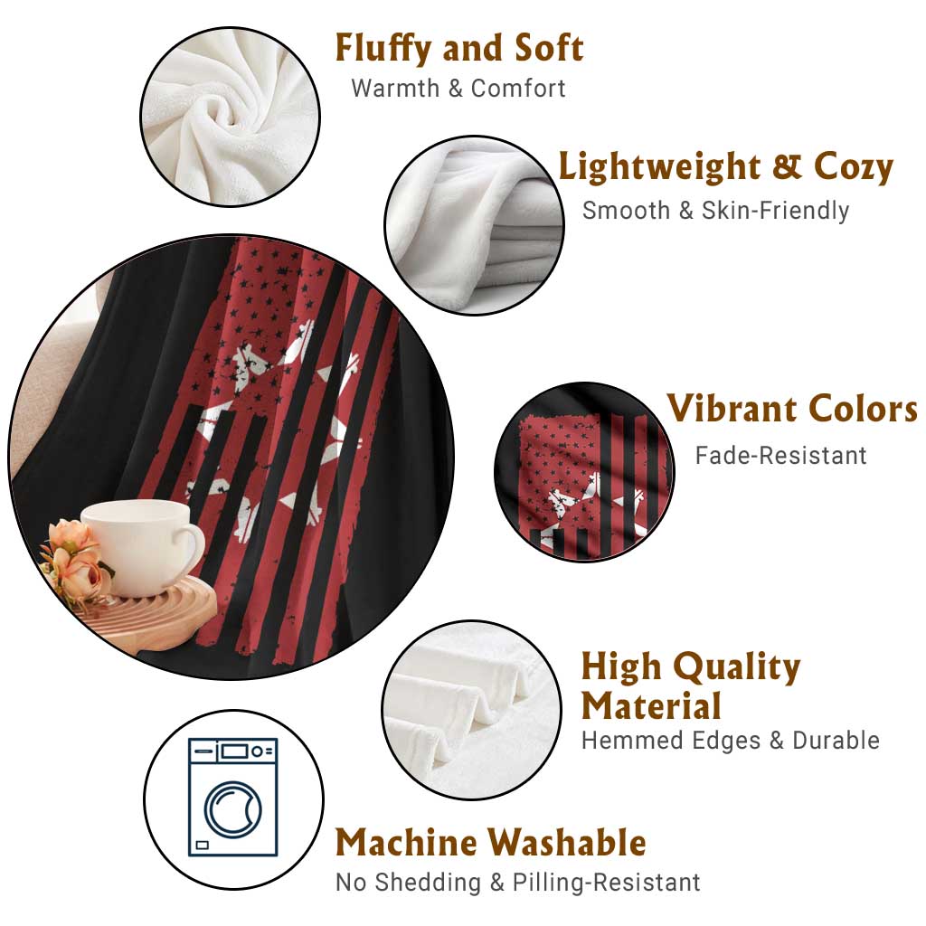 Oglala Lakota Sioux USA Flag Native American Throw Blanket - Wonder Print Shop