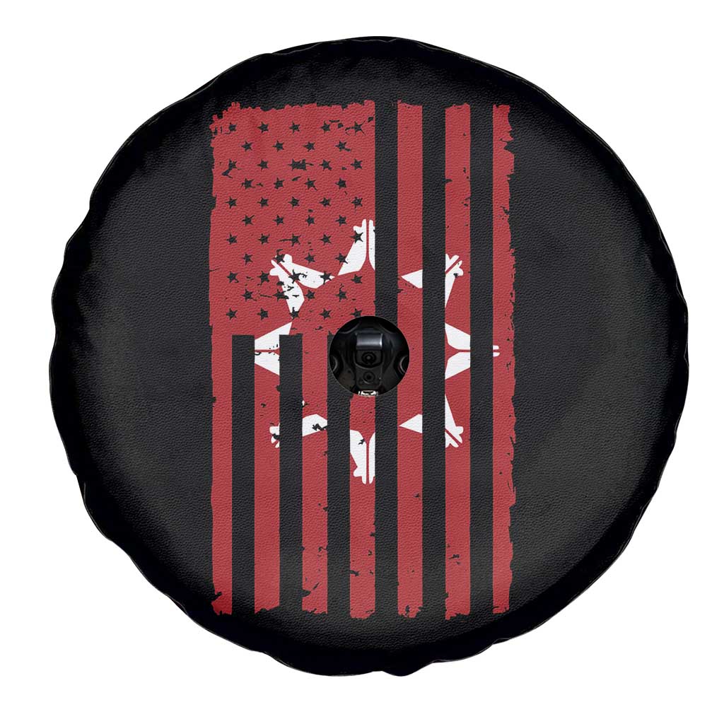 Oglala Lakota Sioux USA Flag Native American Spare Tire Cover - Wonder Print Shop