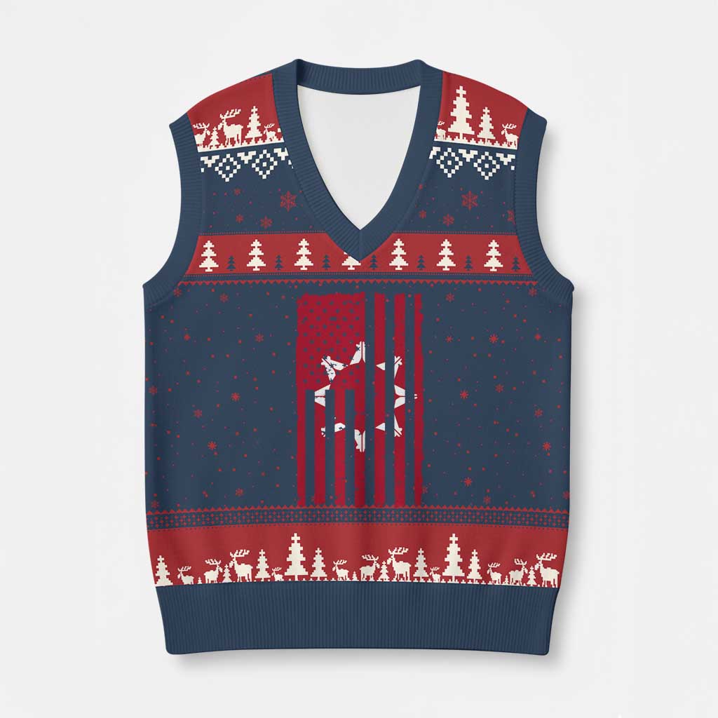 Oglala Lakota Sioux USA Flag Native American V-Neck Knit Sweater Vest - Wonder Print Shop