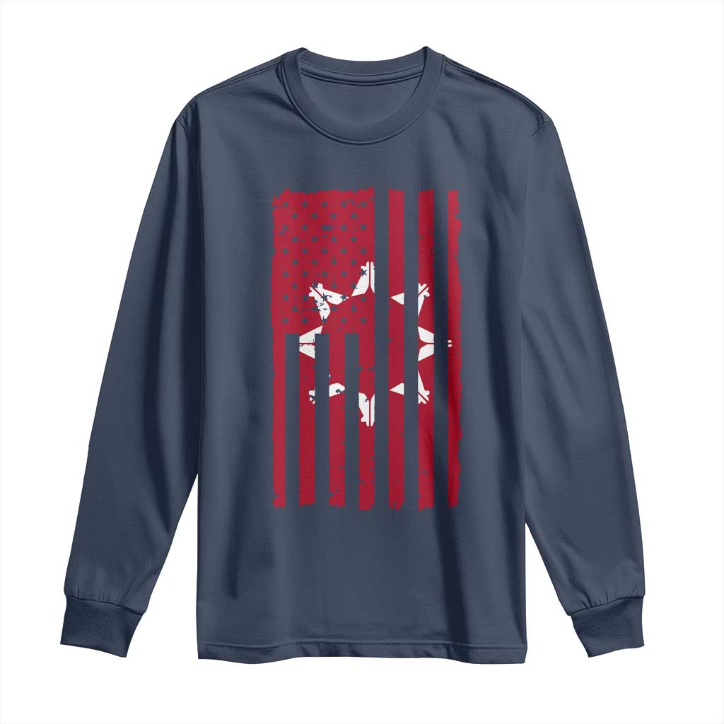 Oglala Lakota Sioux USA Flag Native American Long Sleeve Shirt - Wonder Print Shop