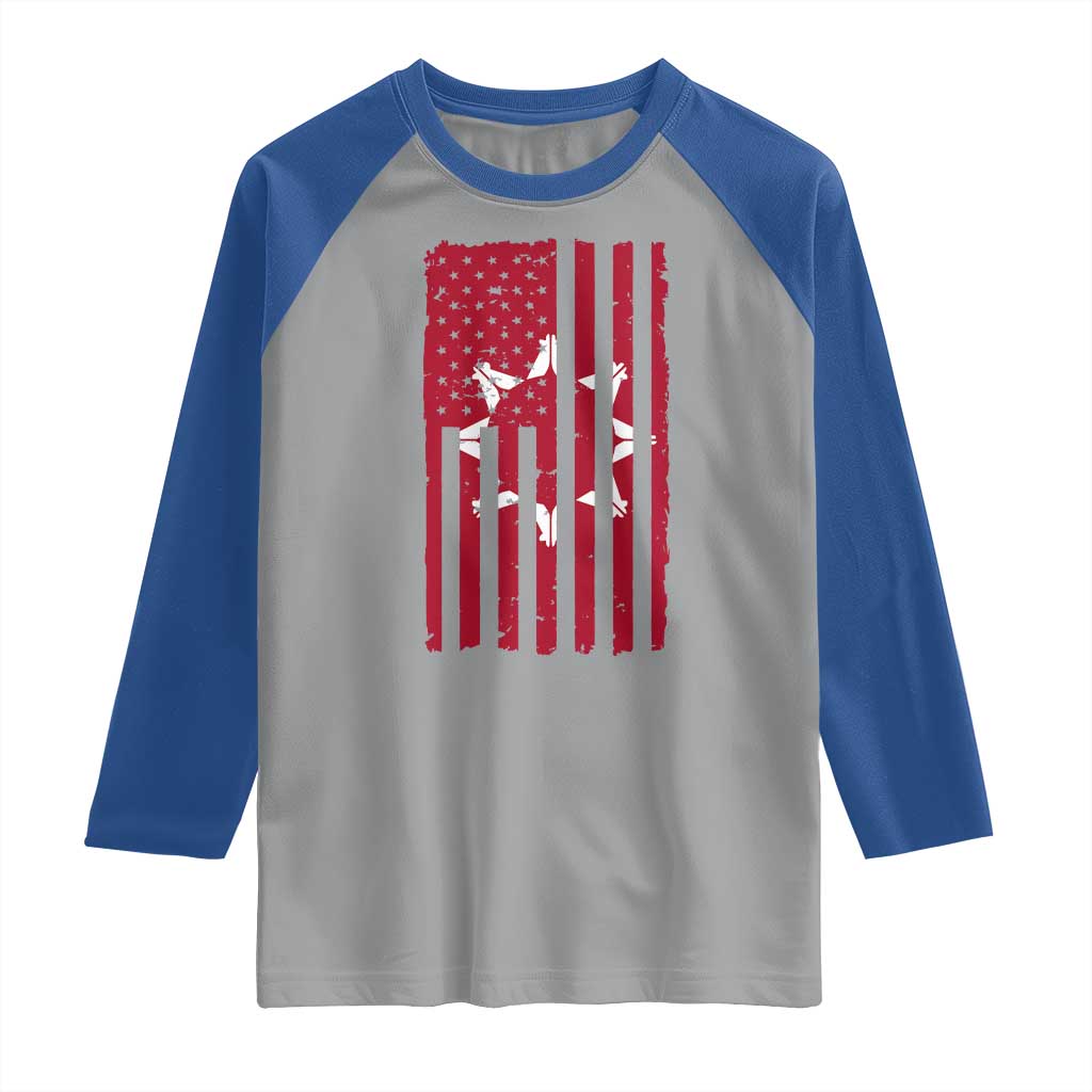 Oglala Lakota Sioux USA Flag Native American Raglan Shirt - Wonder Print Shop
