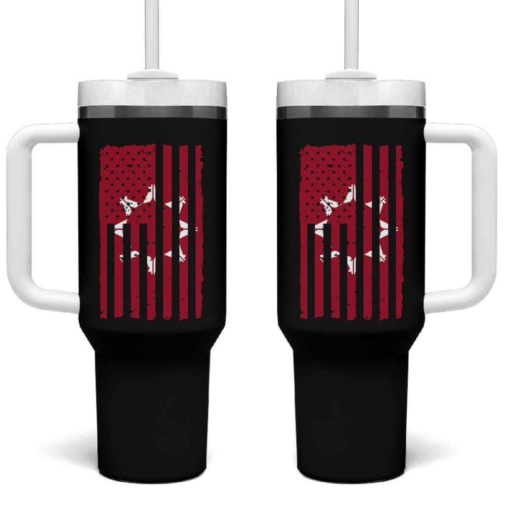 Oglala Lakota Sioux USA Flag Native American Tumbler With Handle - Wonder Print Shop