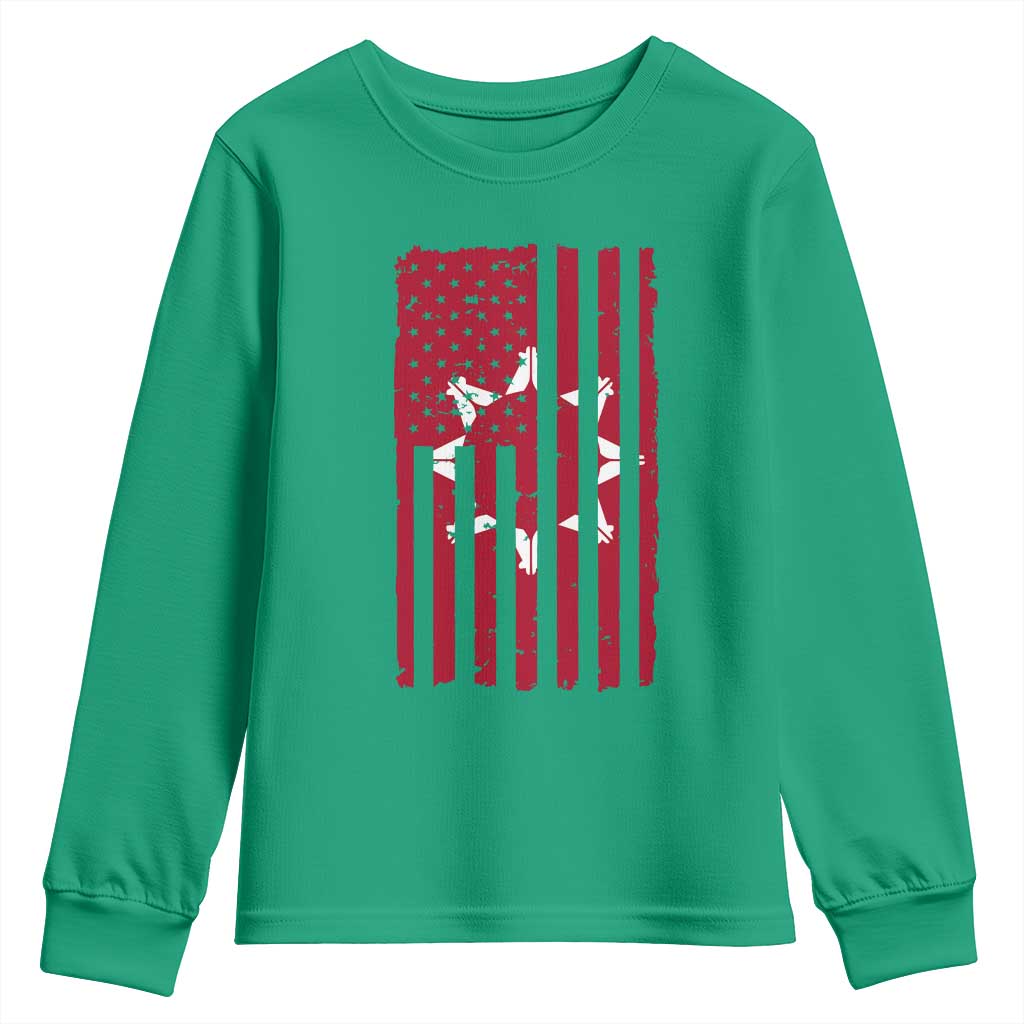 Oglala Lakota Sioux USA Flag Native American Youth Sweatshirt - Wonder Print Shop
