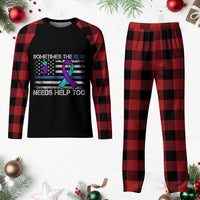 Police Suicide Awareness Plaid Pajama Set Sometimes The Blue Need Help Too