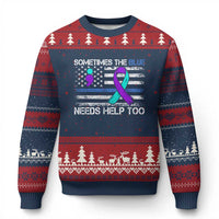 Police Suicide Awareness Ugly Christmas Sweater Sometimes The Blue Need Help Too