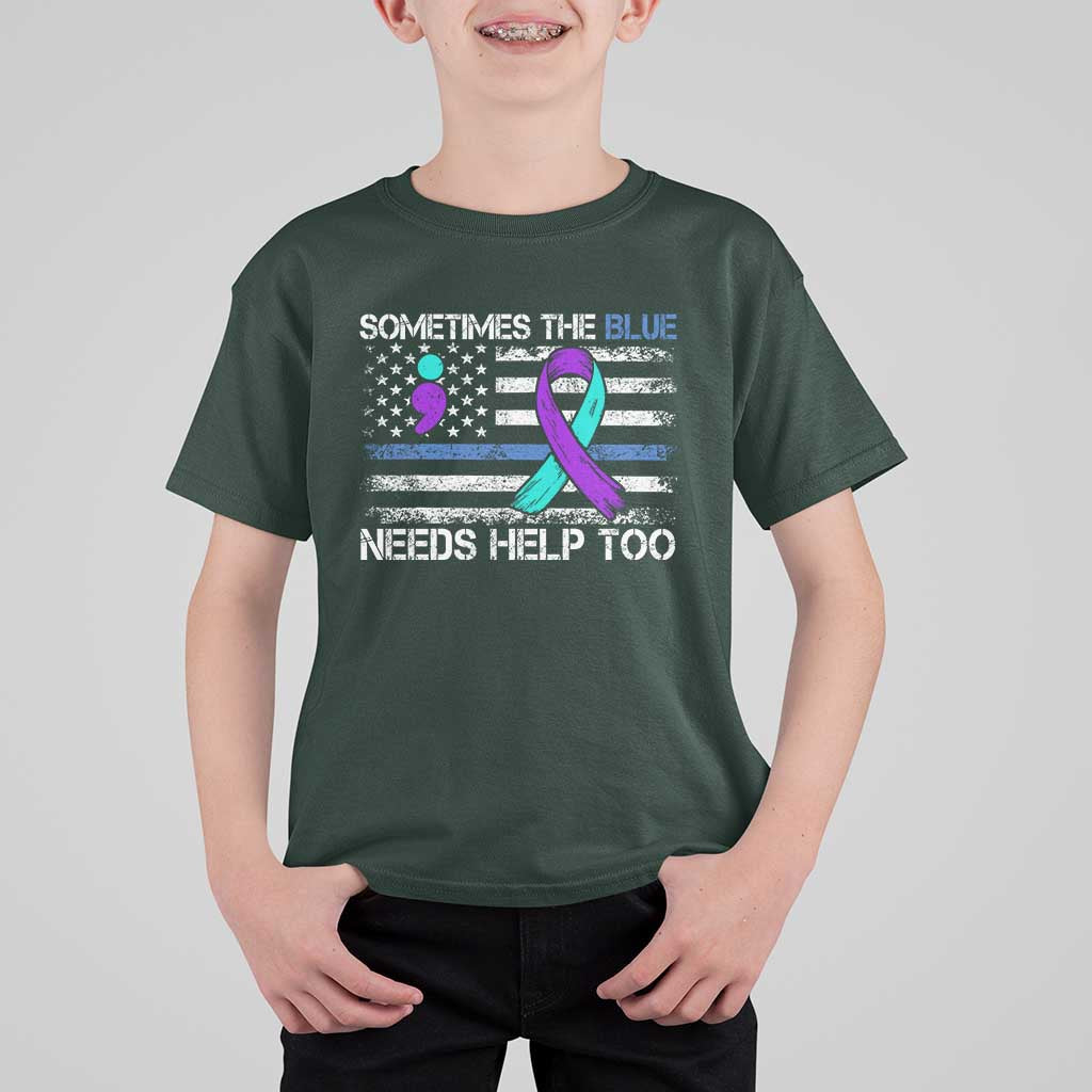 Police Suicide Awareness T Shirt For Kid Sometimes The Blue Need Help Too