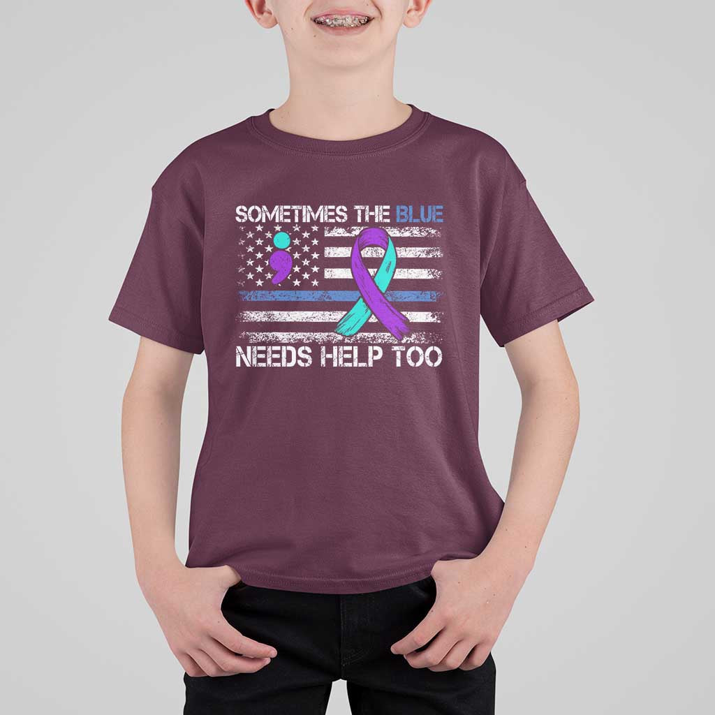 Police Suicide Awareness T Shirt For Kid Sometimes The Blue Need Help Too