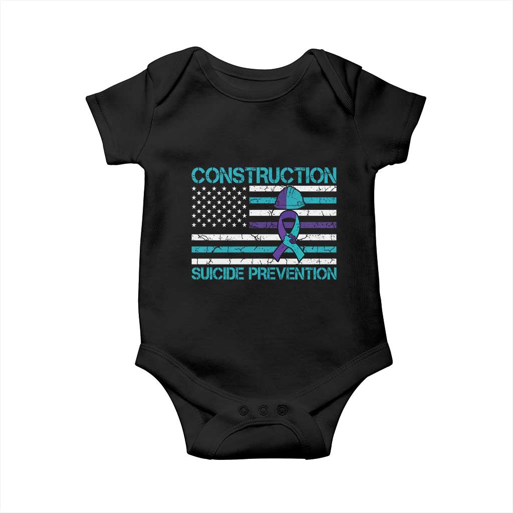Construction Suicide Prevention Awareness Baby Onesie Mental Health American Flag