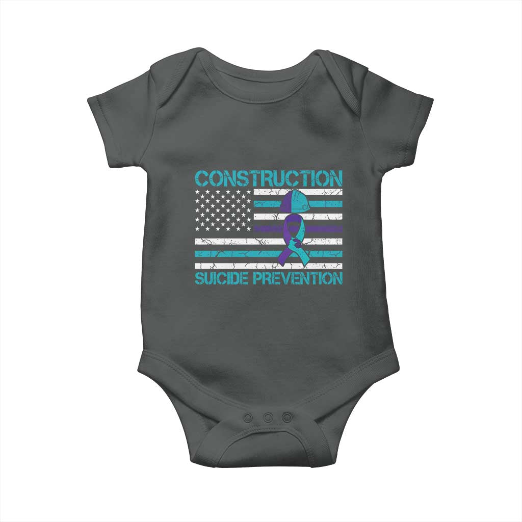 Construction Suicide Prevention Awareness Baby Onesie Mental Health American Flag