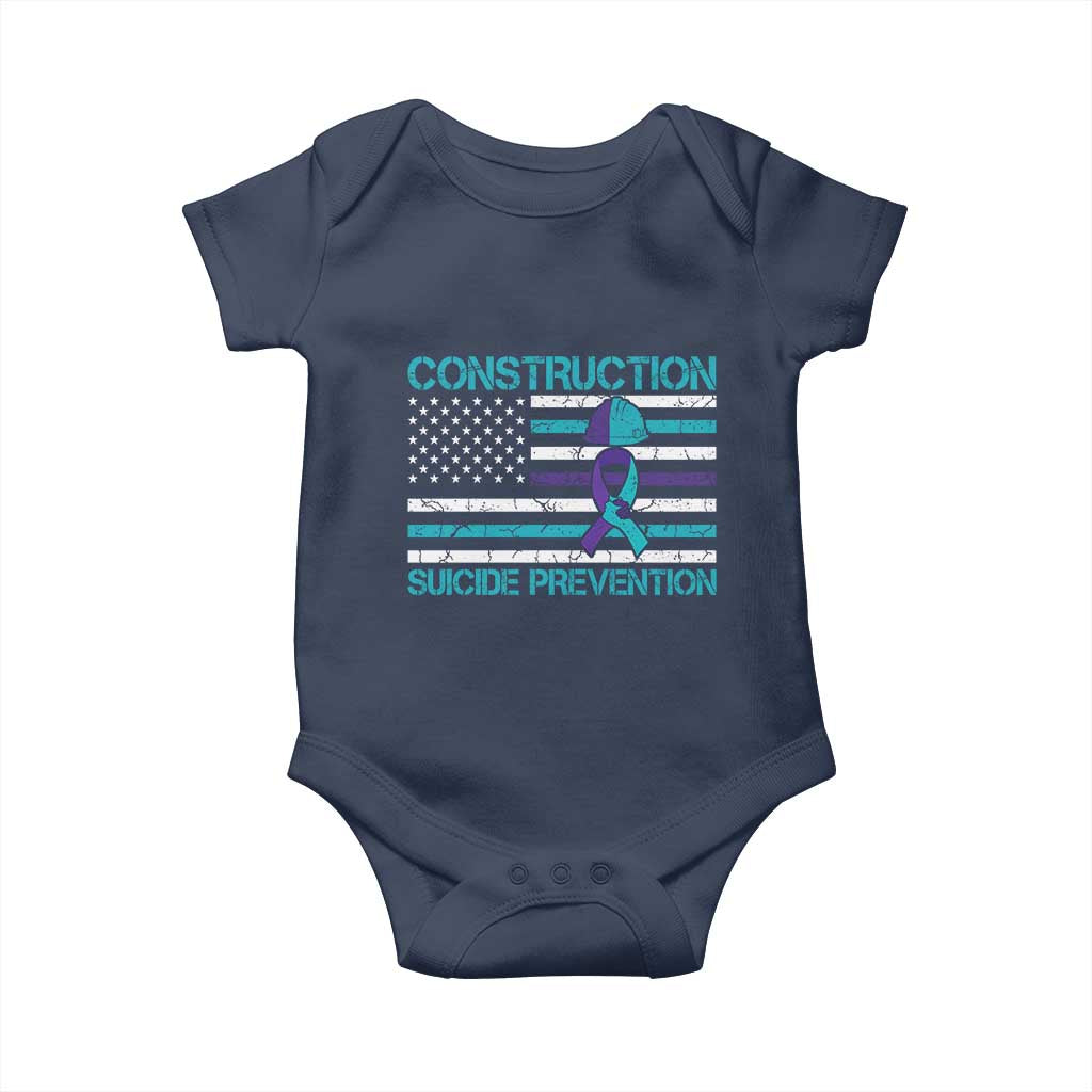 Construction Suicide Prevention Awareness Baby Onesie Mental Health American Flag