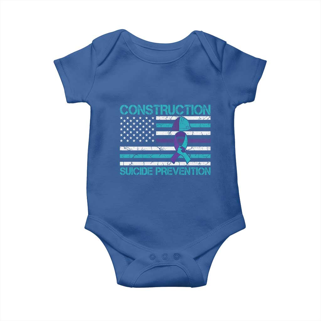 Construction Suicide Prevention Awareness Baby Onesie Mental Health American Flag