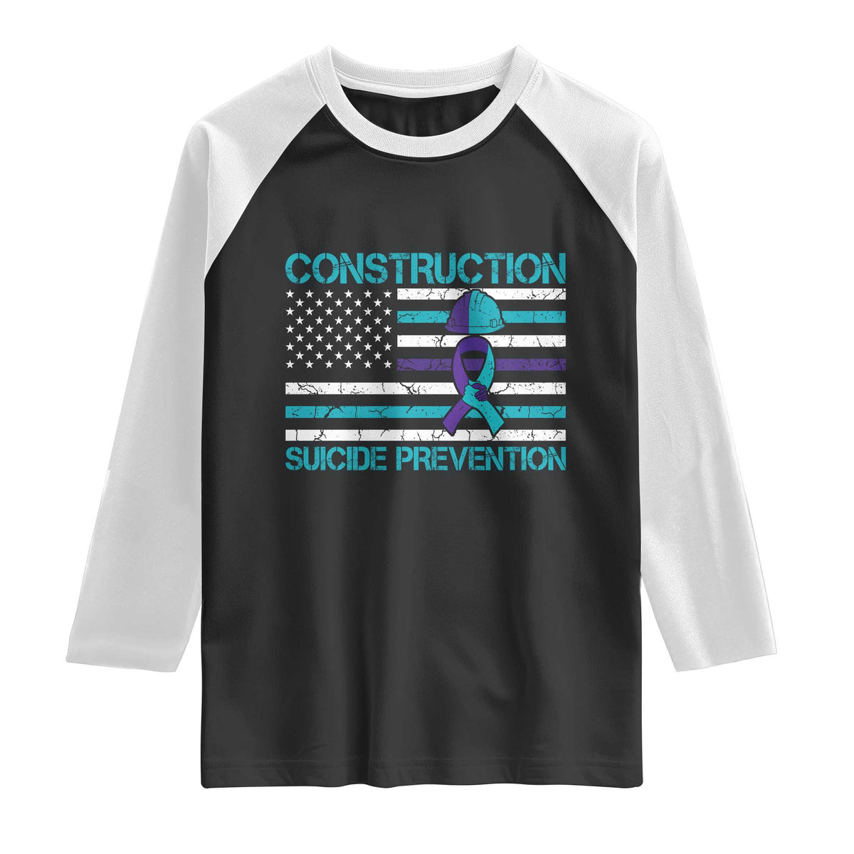 Construction Suicide Prevention Awareness Raglan Shirt Mental Health American Flag
