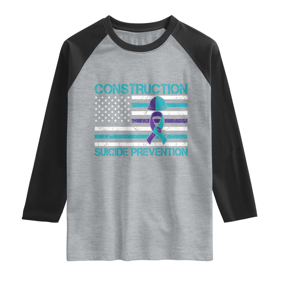 Construction Suicide Prevention Awareness Raglan Shirt Mental Health American Flag