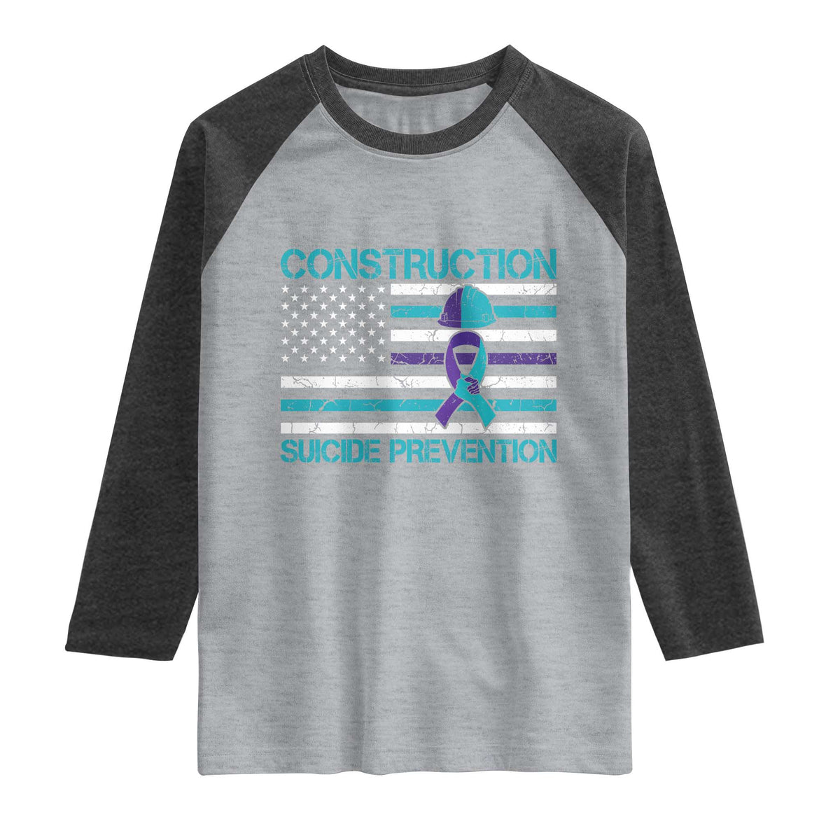 Construction Suicide Prevention Awareness Raglan Shirt Mental Health American Flag