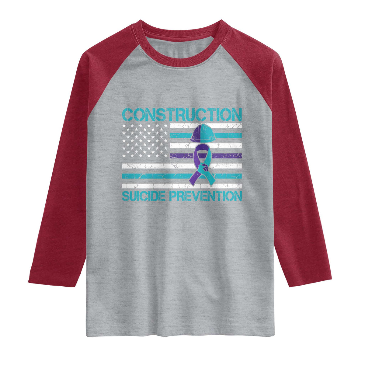 Construction Suicide Prevention Awareness Raglan Shirt Mental Health American Flag