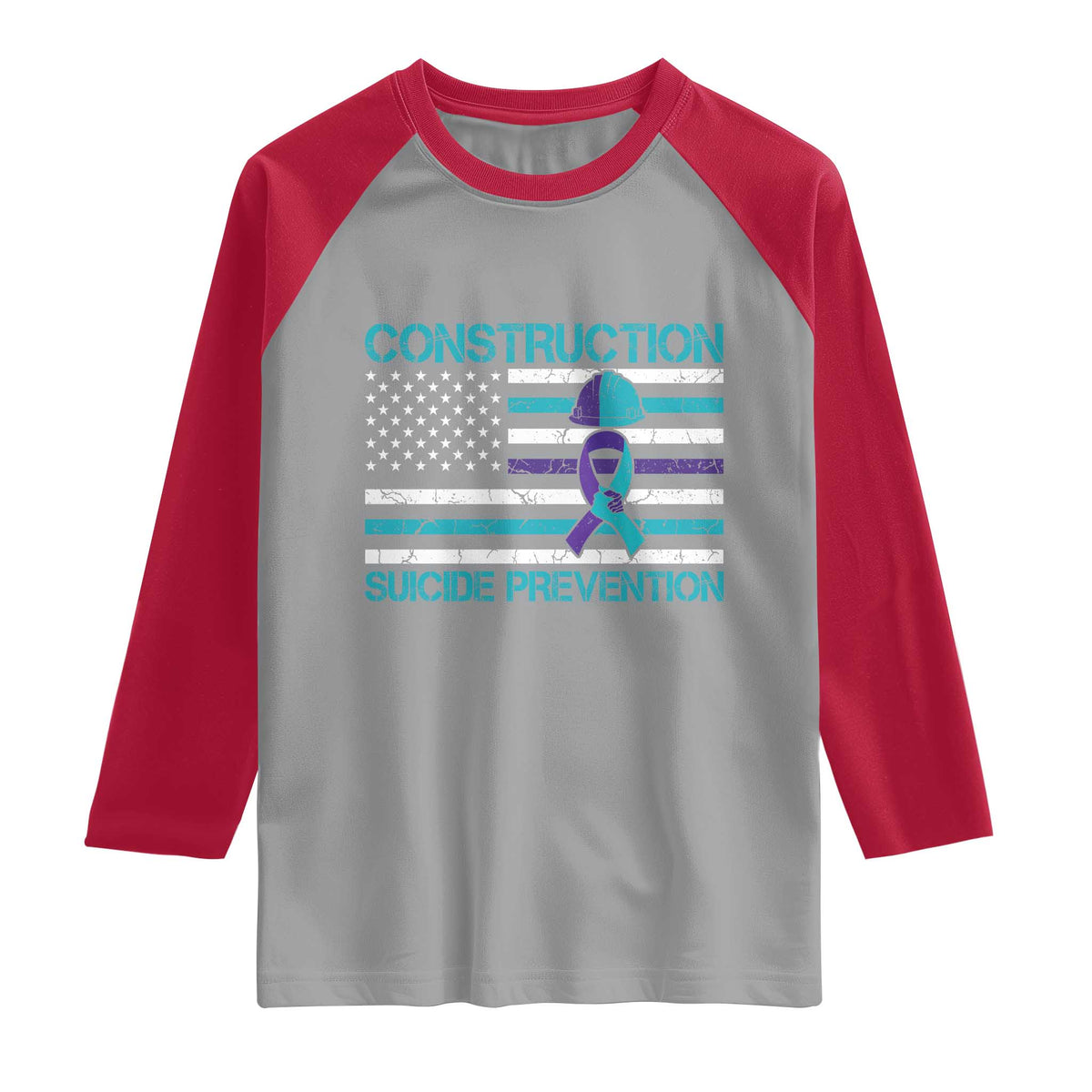 Construction Suicide Prevention Awareness Raglan Shirt Mental Health American Flag