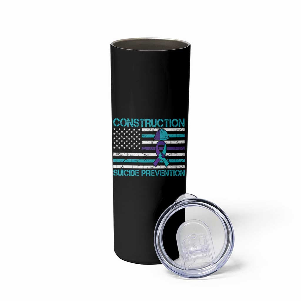 Construction Suicide Prevention Awareness Skinny Tumbler Mental Health American Flag