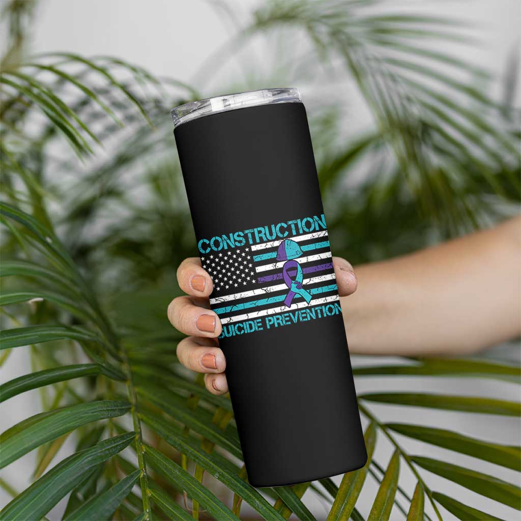 Construction Suicide Prevention Awareness Skinny Tumbler Mental Health American Flag