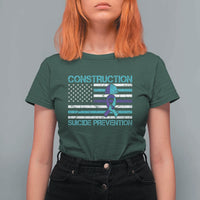 Construction Suicide Prevention Awareness T Shirt For Women Mental Health American Flag