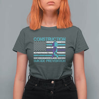 Construction Suicide Prevention Awareness T Shirt For Women Mental Health American Flag