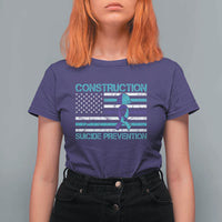 Construction Suicide Prevention Awareness T Shirt For Women Mental Health American Flag