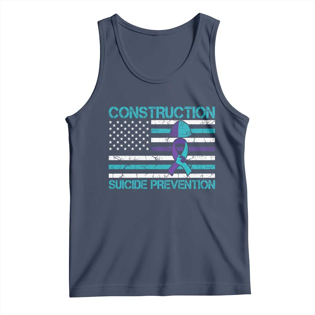 Construction Suicide Prevention Awareness Tank Top Mental Health American Flag
