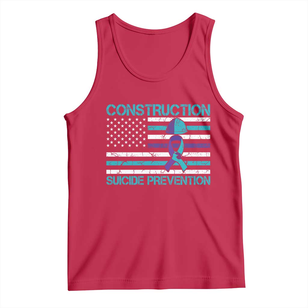Construction Suicide Prevention Awareness Tank Top Mental Health American Flag