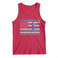 Construction Suicide Prevention Awareness Tank Top Mental Health American Flag