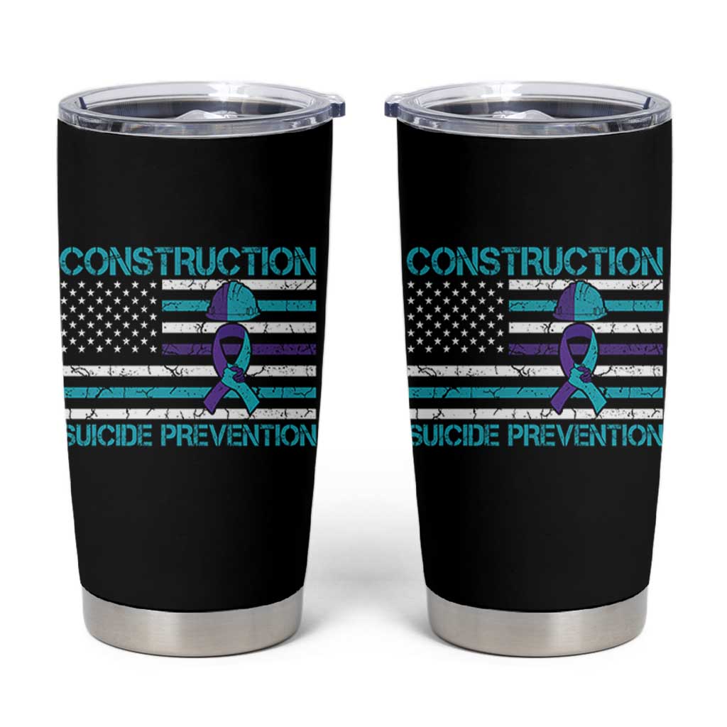 Construction Suicide Prevention Awareness Tumbler Cup Mental Health American Flag