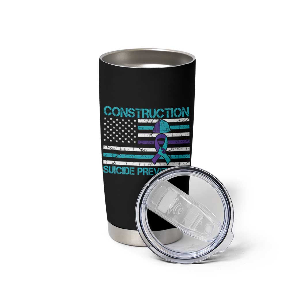 Construction Suicide Prevention Awareness Tumbler Cup Mental Health American Flag