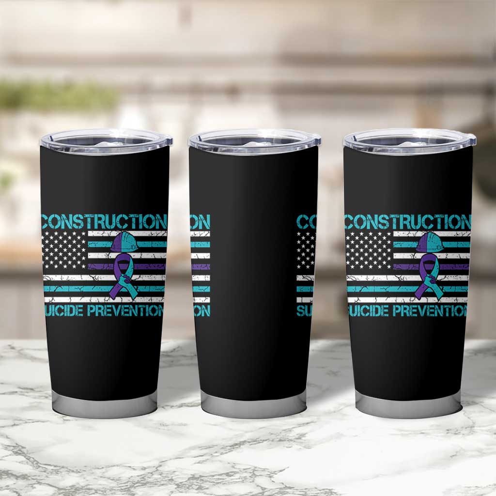 Construction Suicide Prevention Awareness Tumbler Cup Mental Health American Flag