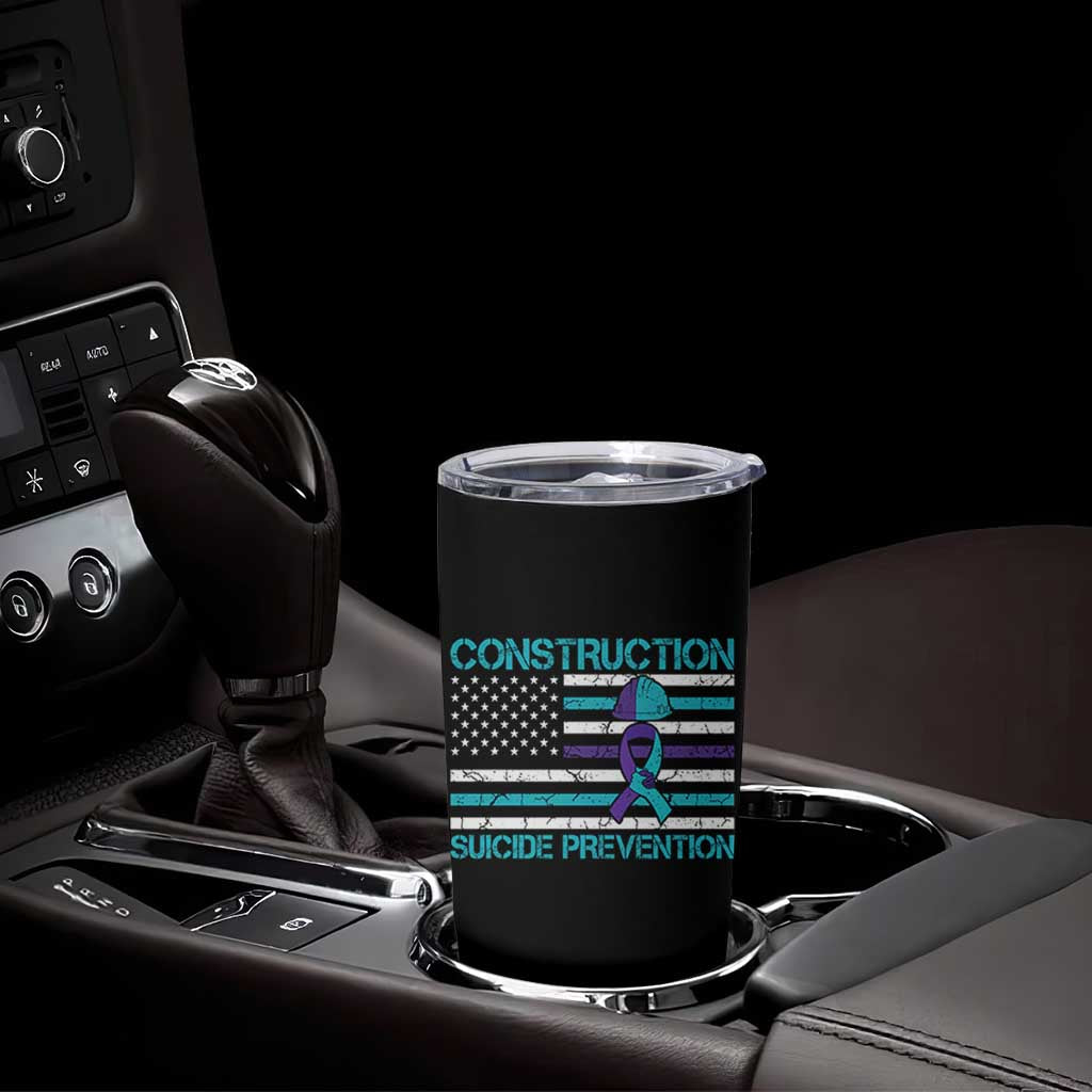 Construction Suicide Prevention Awareness Tumbler Cup Mental Health American Flag