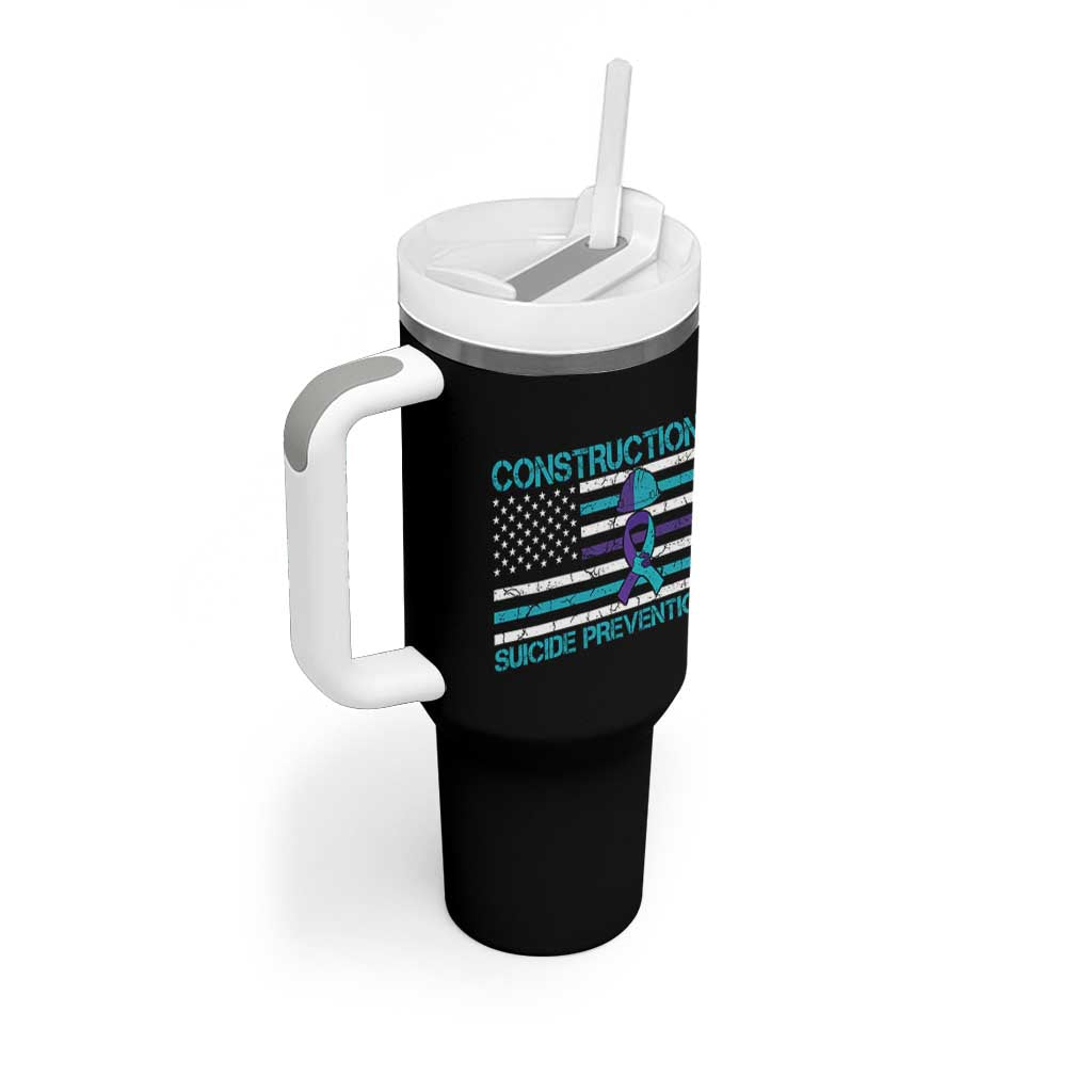 Construction Suicide Prevention Awareness Tumbler With Handle Mental Health American Flag