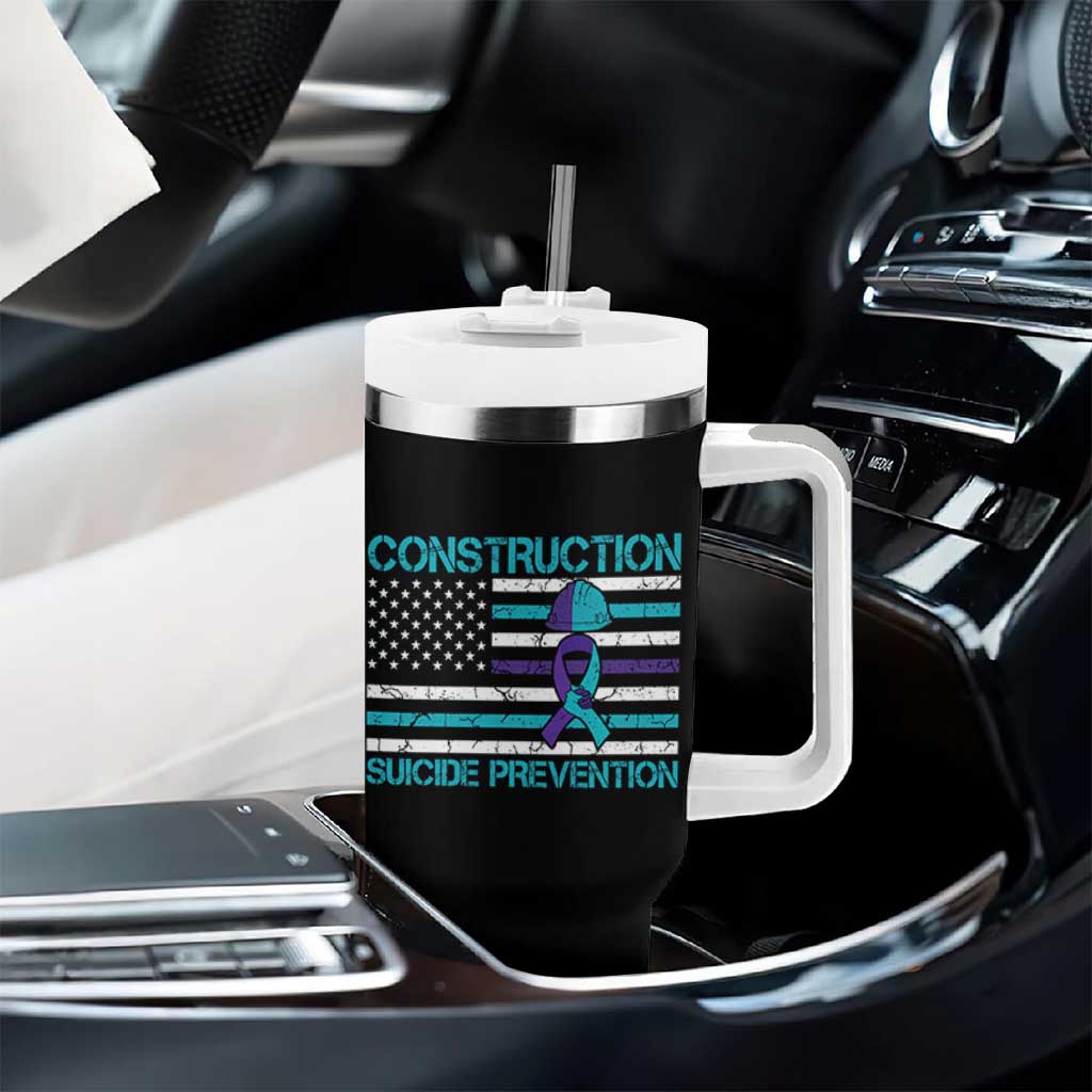 Construction Suicide Prevention Awareness Tumbler With Handle Mental Health American Flag