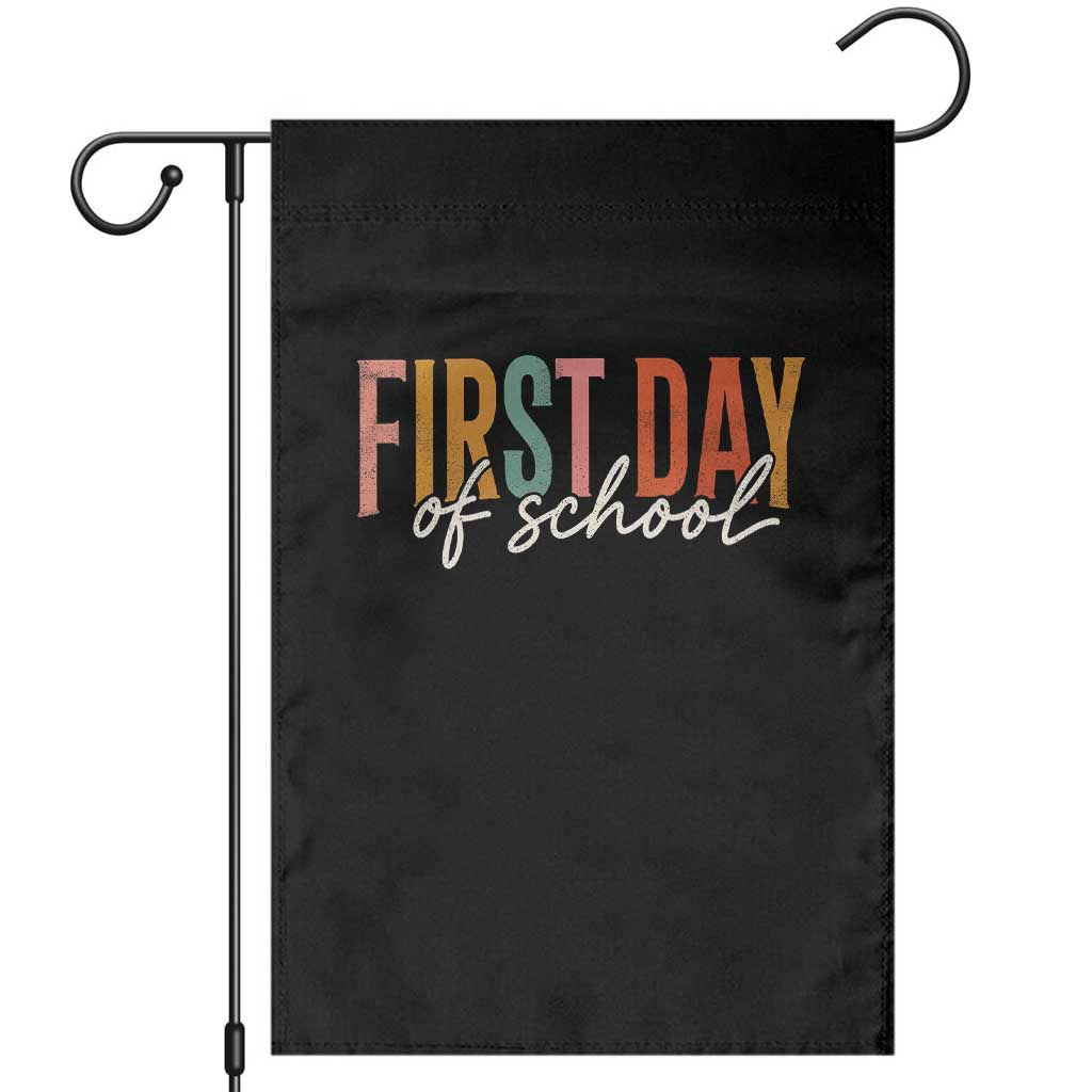 First Day of School Teacher Student Garden Flag Funny Back to School Retro