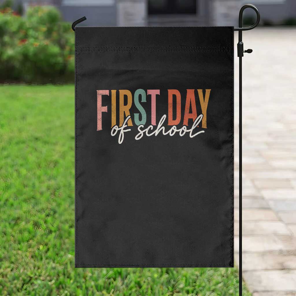 First Day of School Teacher Student Garden Flag Funny Back to School Retro