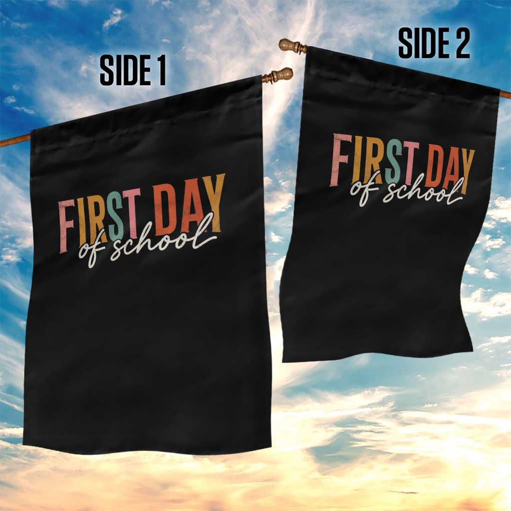 First Day of School Teacher Student Garden Flag Funny Back to School Retro