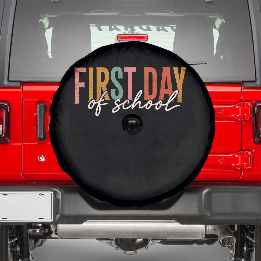 First Day of School Teacher Student Spare Tire Cover Funny Back to School Retro