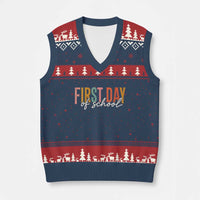 First Day of School Teacher Student V-Neck Knit Sweater Vest Funny Back to School Retro