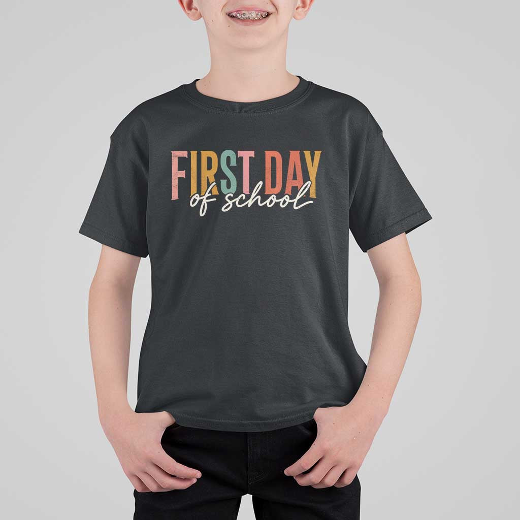 First Day of School Teacher Student T Shirt For Kid Funny Back to School Retro