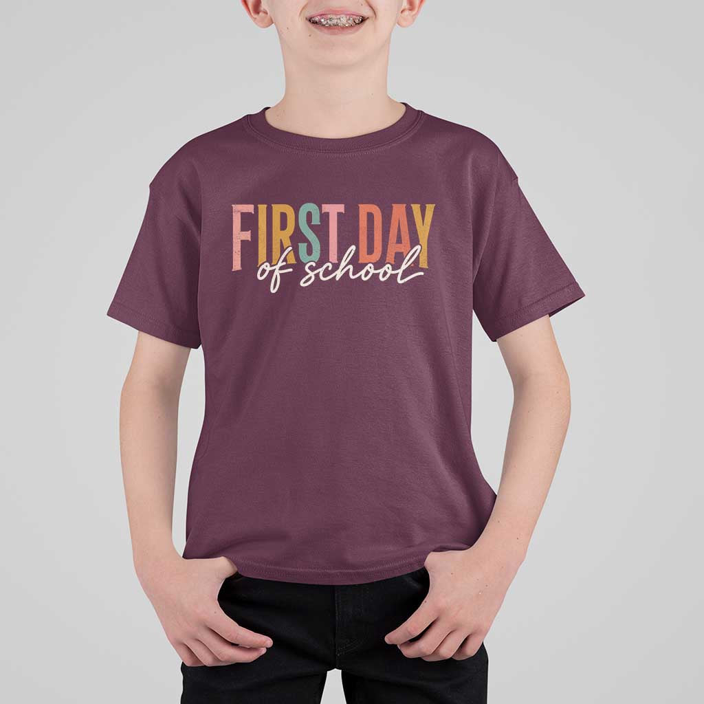 First Day of School Teacher Student T Shirt For Kid Funny Back to School Retro