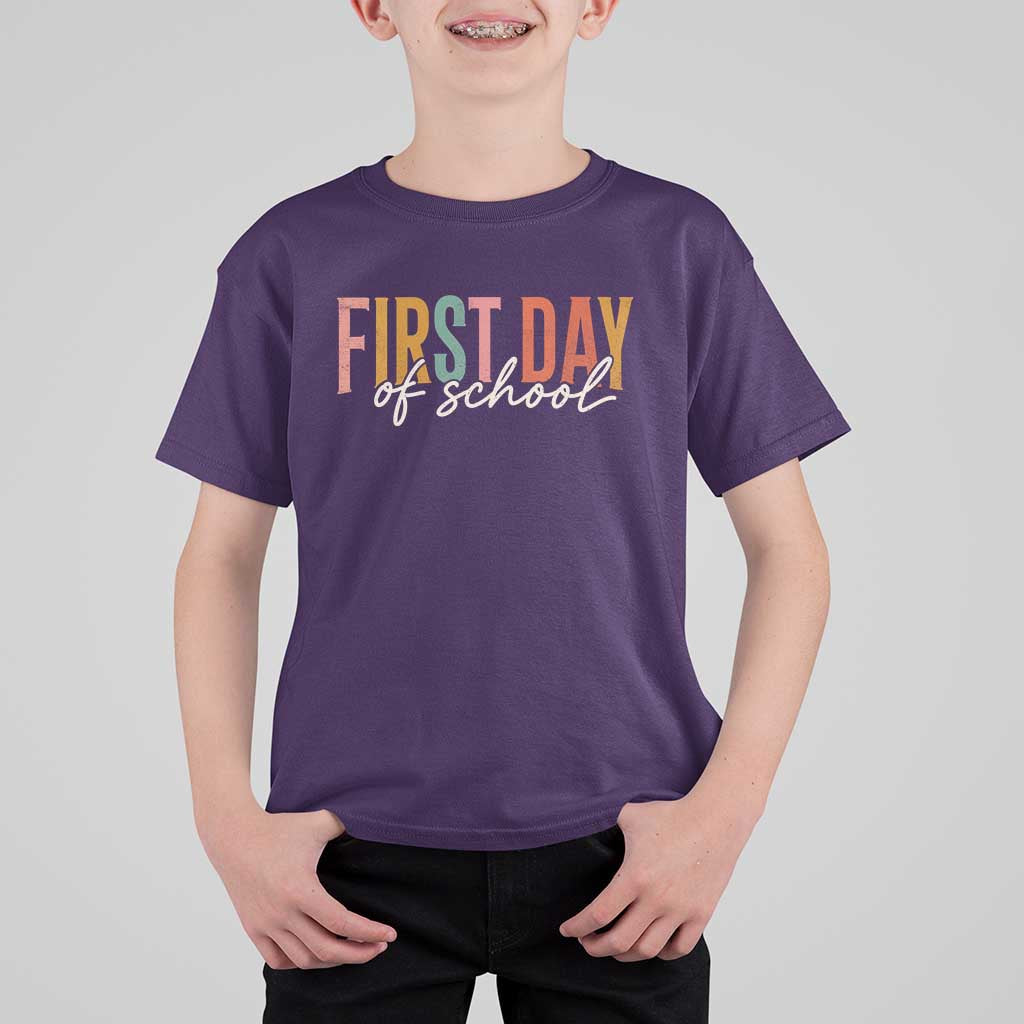 First Day of School Teacher Student T Shirt For Kid Funny Back to School Retro