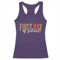 First Day of School Teacher Student Racerback Tank Top Funny Back to School Retro