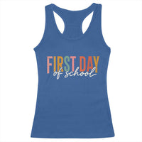 First Day of School Teacher Student Racerback Tank Top Funny Back to School Retro
