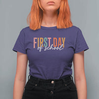 First Day of School Teacher Student T Shirt For Women Funny Back to School Retro