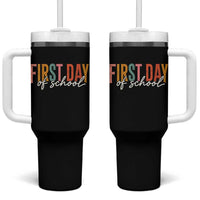 First Day of School Teacher Student Tumbler With Handle Funny Back to School Retro
