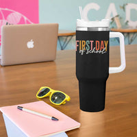 First Day of School Teacher Student Tumbler With Handle Funny Back to School Retro