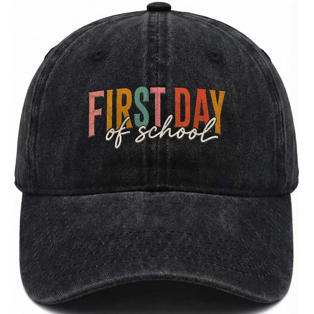 First Day of School Teacher Student Washed Cotton Baseball Cap Funny Back to School Retro