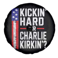 Funny Kickin Hard Or Kirkin US Political Spare Tire Cover Vintage American Flag